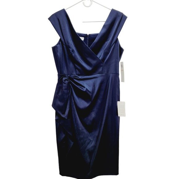 Maggy London Navy Blue Bridesmaid / Formal Dress Sleeveless Size 12 satin New - Picture 1 of 13